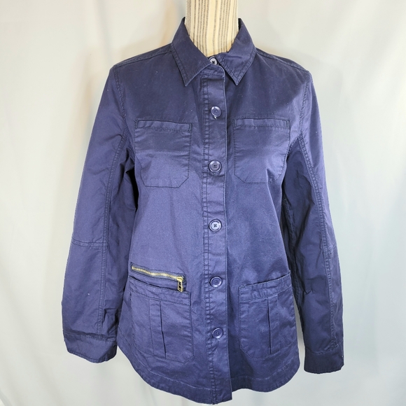 Tommy Hilfiger NWOT Navy Button Down Utility Shirt Jacket Small - Picture 1 of 15